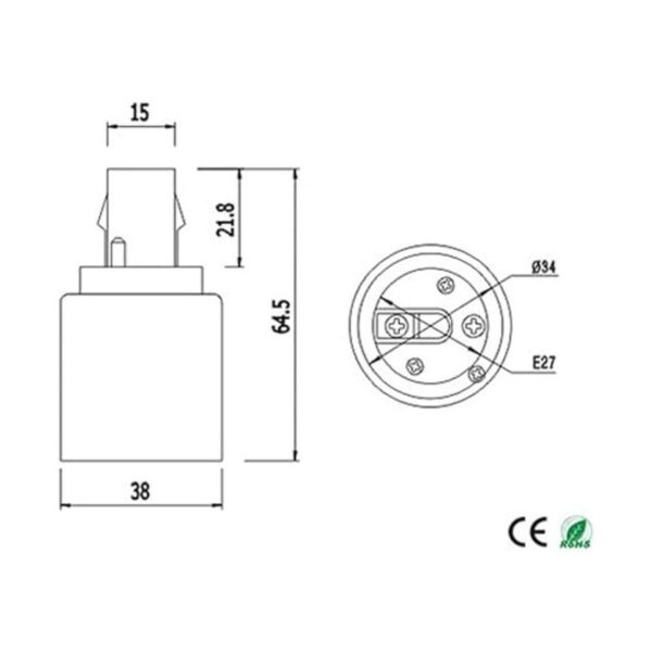 Adaptador ESimpo G24d a E26E27 2 pines CFL adaptador de