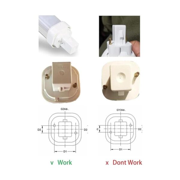 Adaptador ESimpo G24d a E26E27 2 pines CFL adaptador de