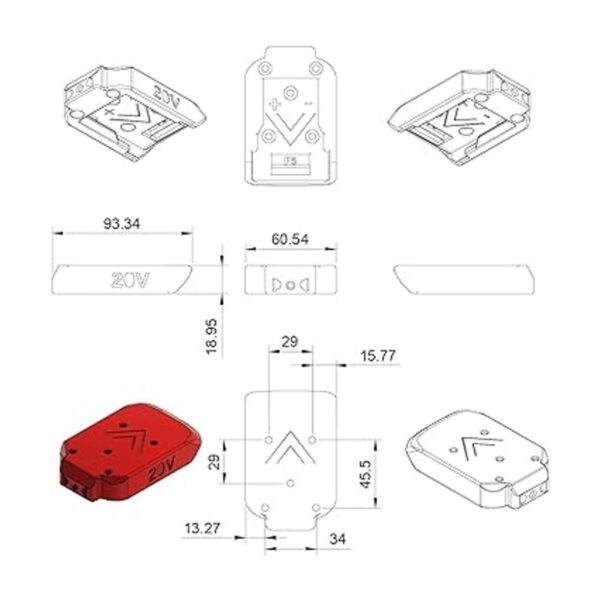 Adaptador de batería para DeWALT 20V Max 18v Dock Power_3