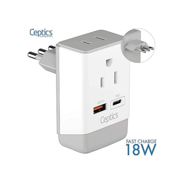 Adaptador de viaje de Italia QC 3.0 y PD de Ceptics USB_6