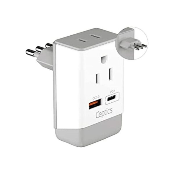 Adaptador de viaje de Italia QC 3.0 y PD de Ceptics USB_1