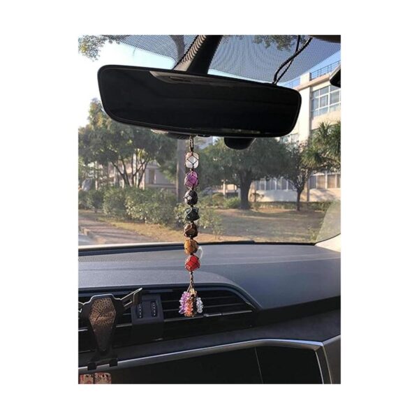Adornos colgantes hechos a mano de hilo colorido 7 piedras_3