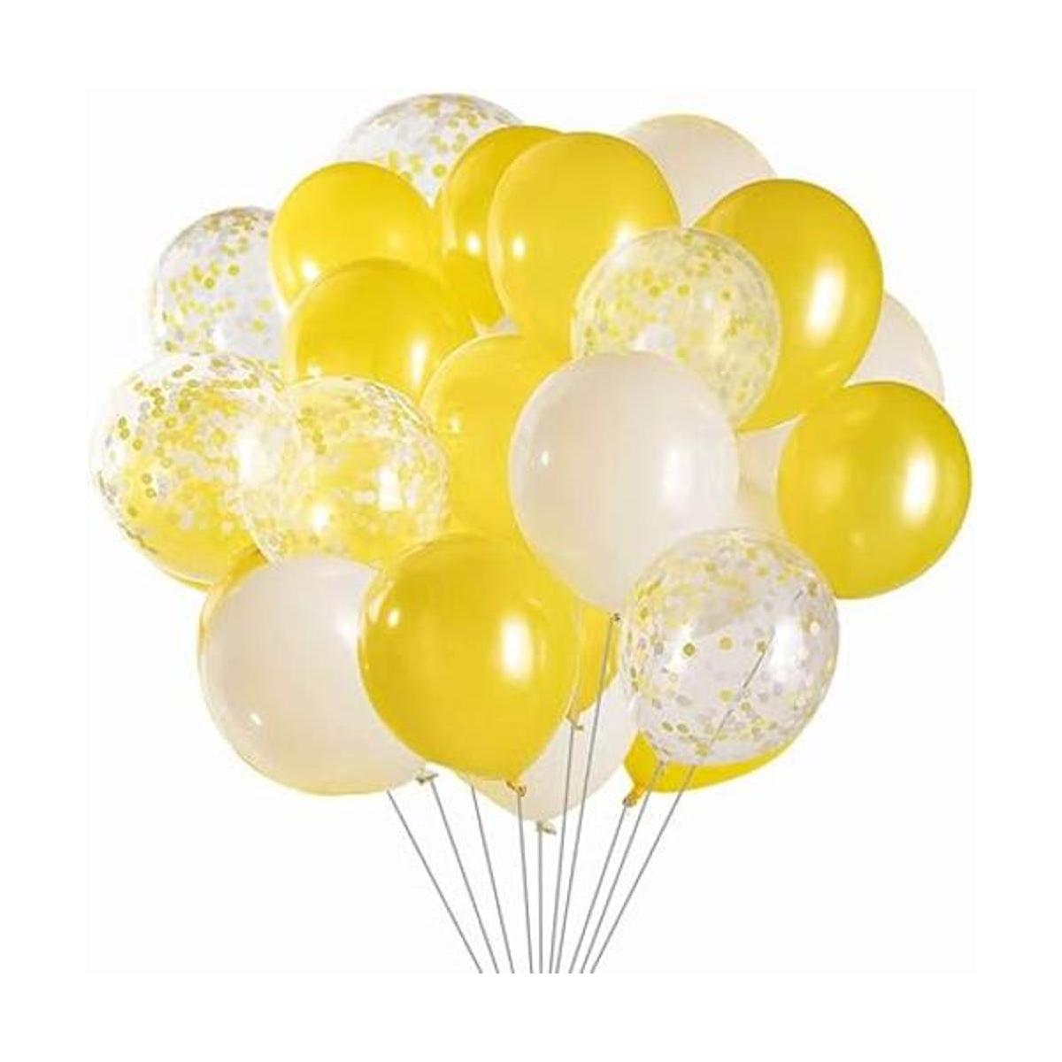 Aimto Globos amarillos y blancos globos de confeti