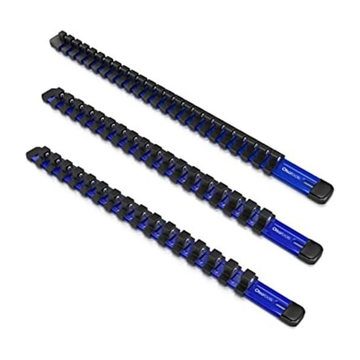 Enchufes rieles de aluminio. Azul
