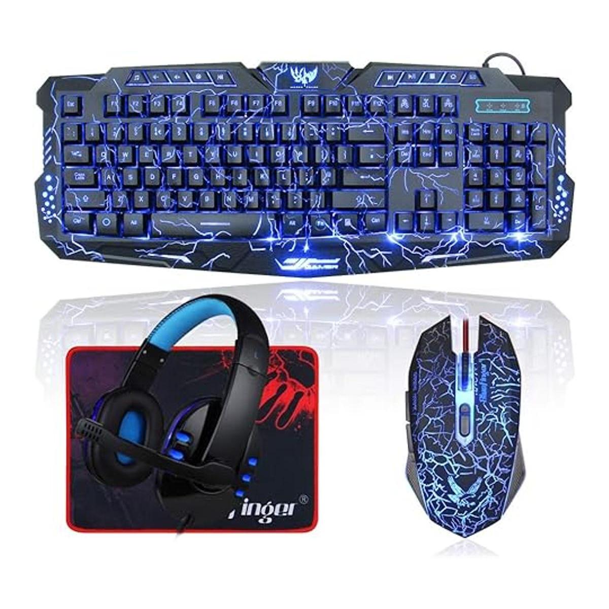 BlueFinger Teclado y mouse para juegos retroiluminados y