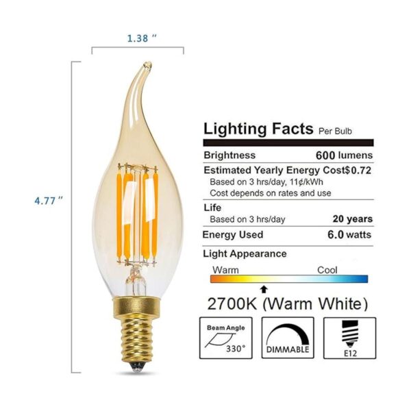 Panledo Bombilla LED de filamento de 6 W regulable_2