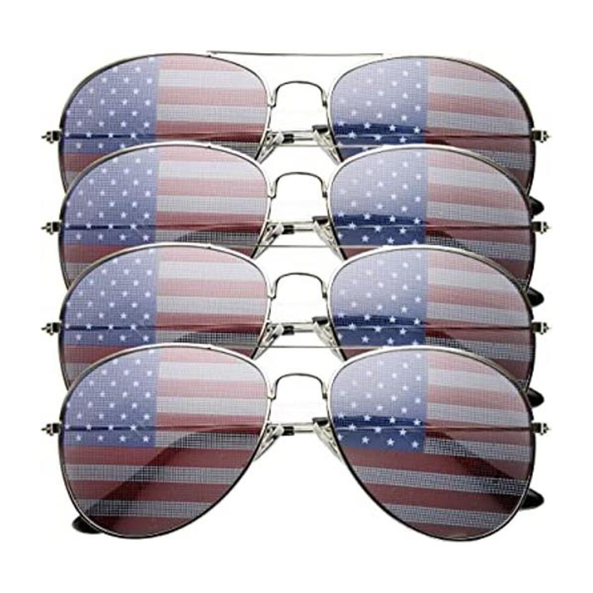 Paquete de 4 lentes de sol aviador de bandera