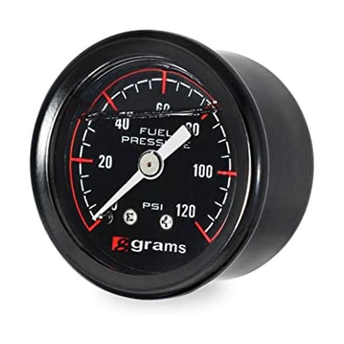 Grams Performance Manómetro de combustible de 120 psi cara