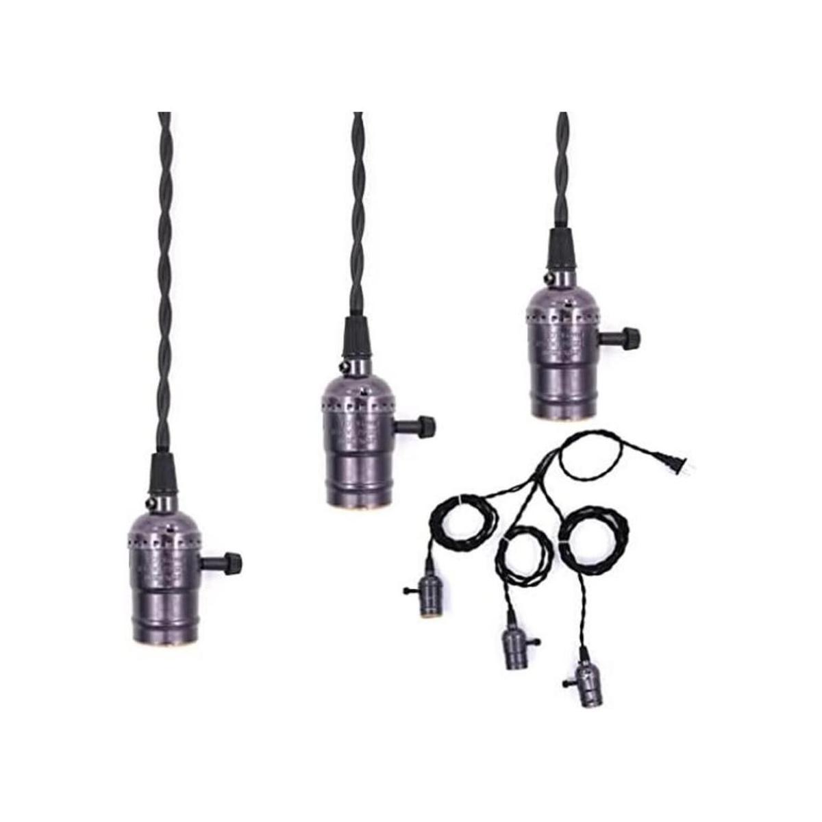 Swpeet Cable de luz colgante vintage triple con