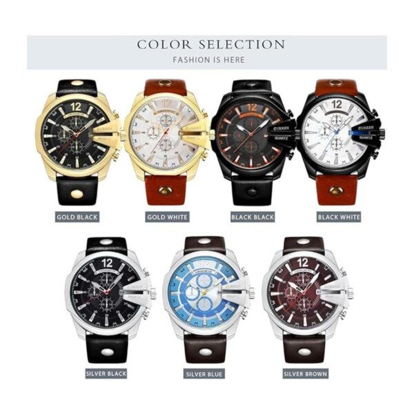Curren Relojes de lujo para hombre correa de cuero de
