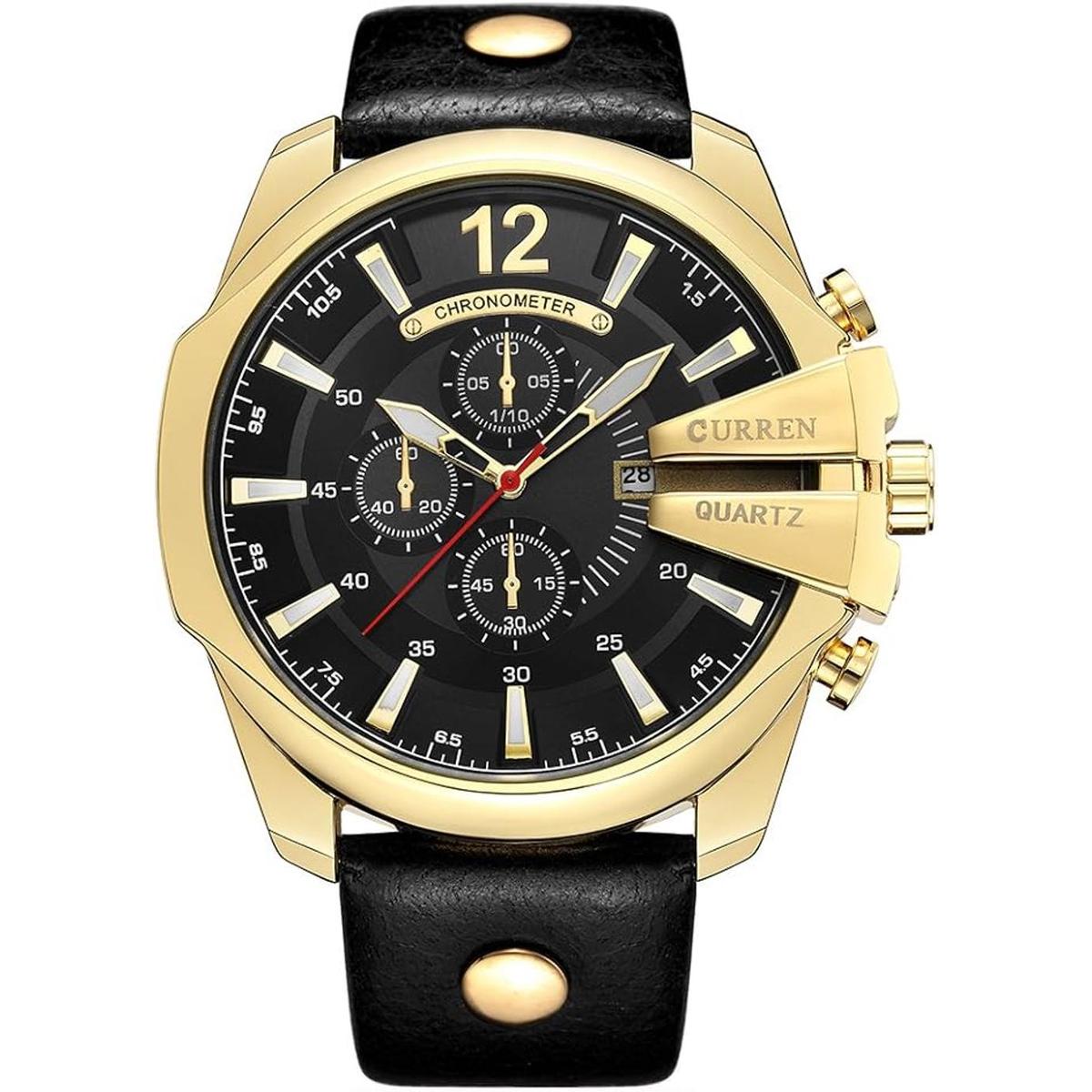 Curren Relojes de lujo para hombre correa de cuero de