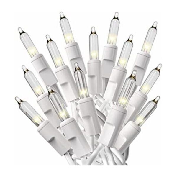 Prextex 100 luces blancas de Navidad con cable blanco