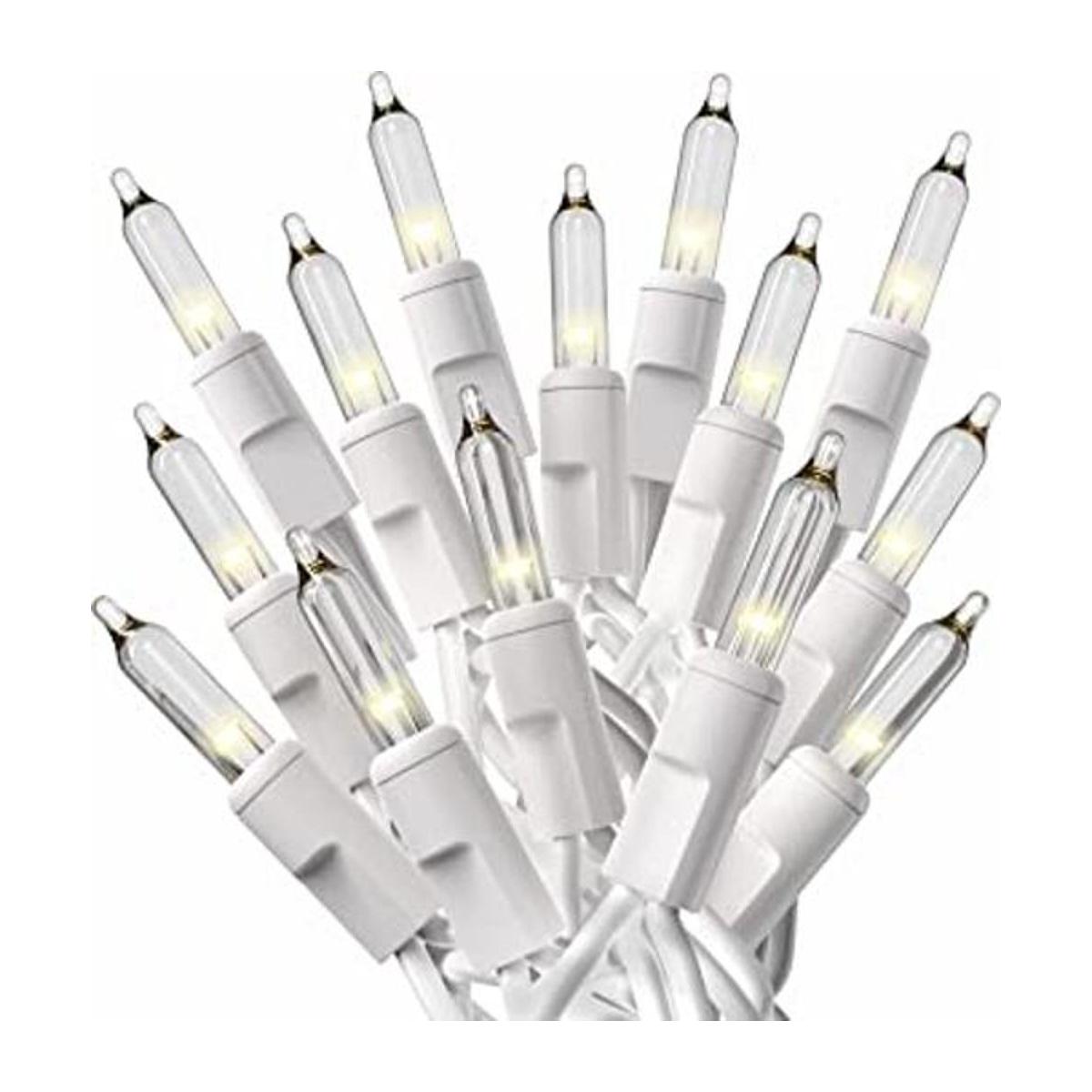 Prextex 100 luces blancas de Navidad con cable blanco