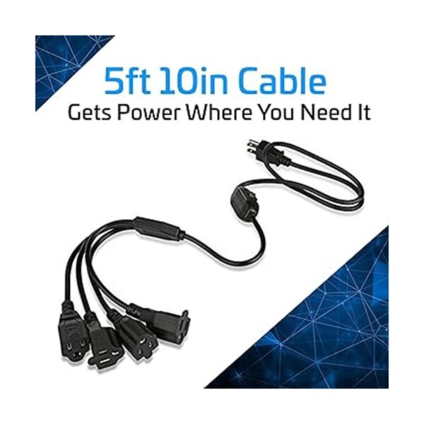 Divisor de cable de extensión de 4 salidas 6 pies de
