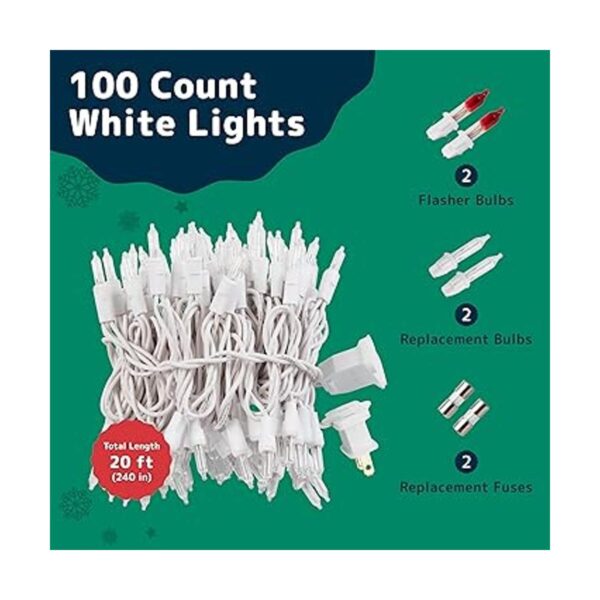 Prextex 100 luces blancas de Navidad con cable blanco