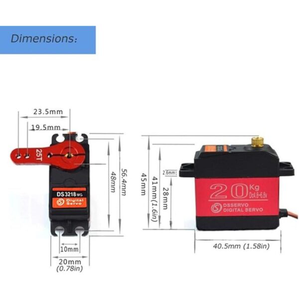 Annimos Linterna digital de 44.1 lbs RC Servo de metal de