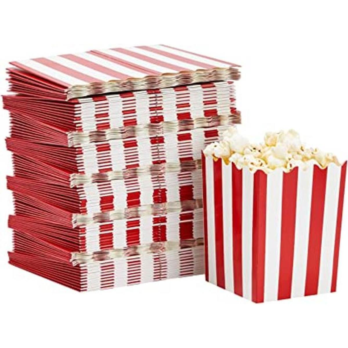 Paquete de 100 cajas pequeñas de palomitas de maíz a rayas