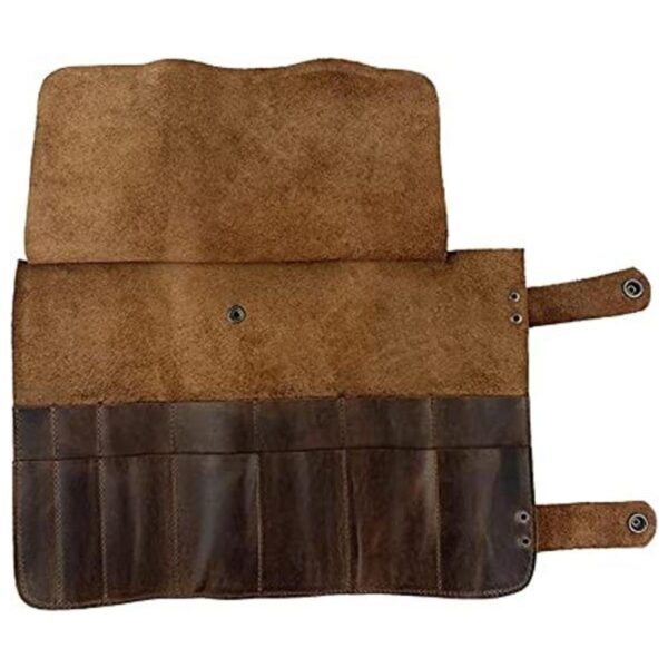 Hide Drink Leather Snap Tool Roll Up Bag 14 Slots