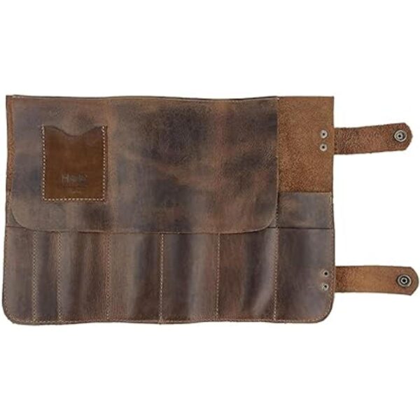 Hide Drink Leather Snap Tool Roll Up Bag 14 Slots