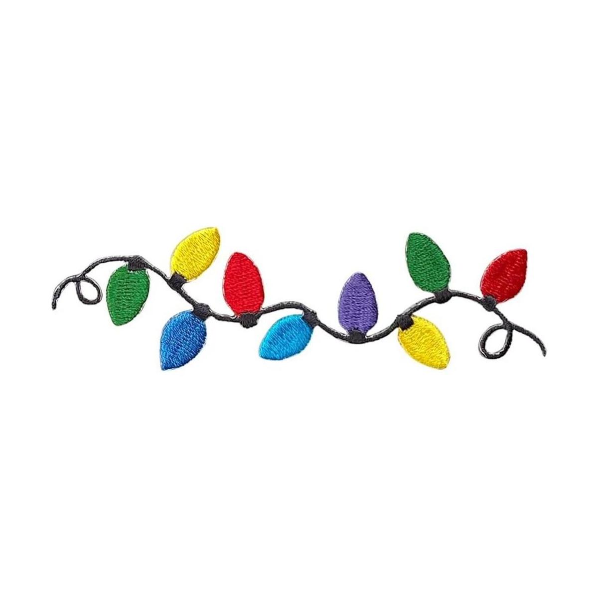 Parche bordado para planchar con tira de luces navideñas