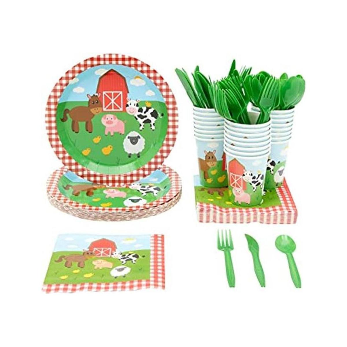 Barnyard suministros para fiesta de cumpleaños platos de