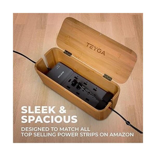 TEYGA Caja de gestión de cables de bambú Elegante caja_2