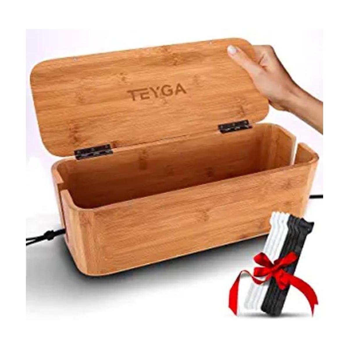 TEYGA Caja de gestión de cables de bambú Elegante caja