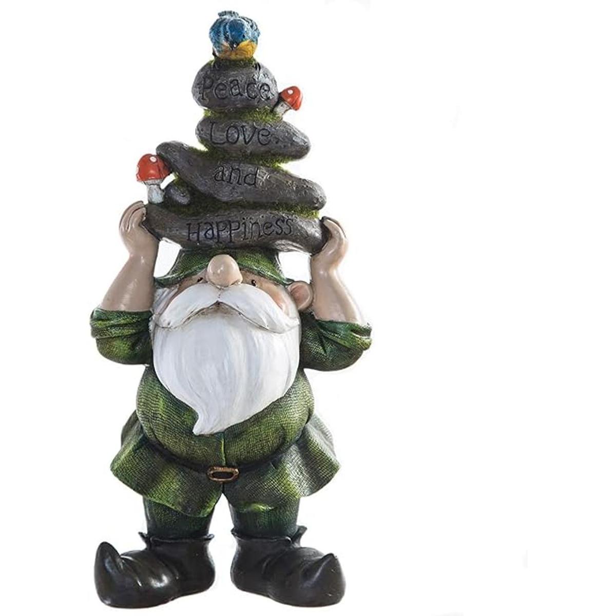 Ivy Home Estatuilla de gnomo con piedras
