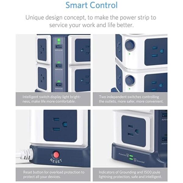 BESTEK Regleta de alimentación USB con cargador_5