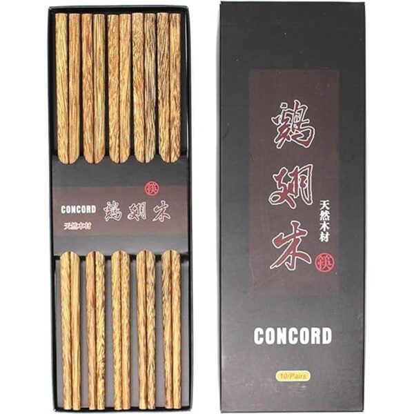 Concord Juego de 10 pares de palillos chinos de madera de