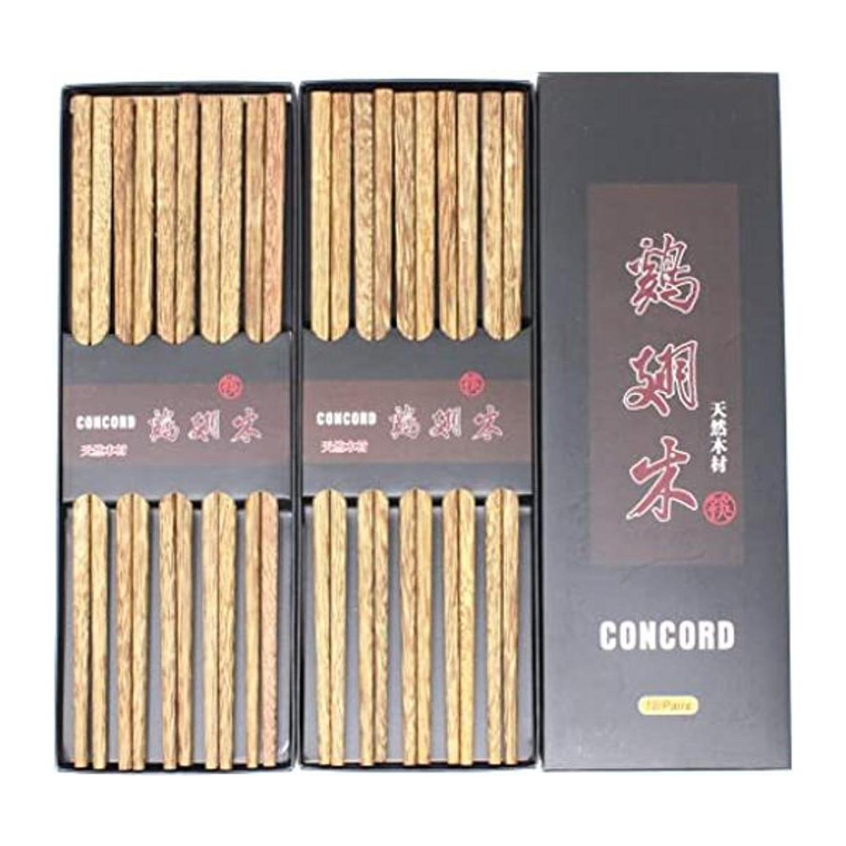 Concord Juego de 10 pares de palillos chinos de madera de