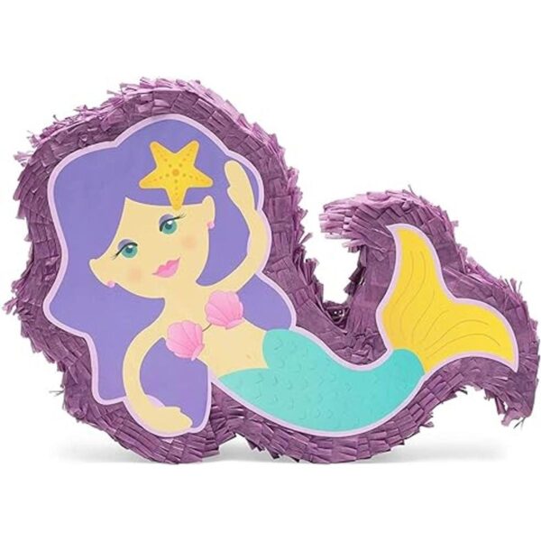 Piñata de sirena para niñas bajo el mar decoraciones de_6