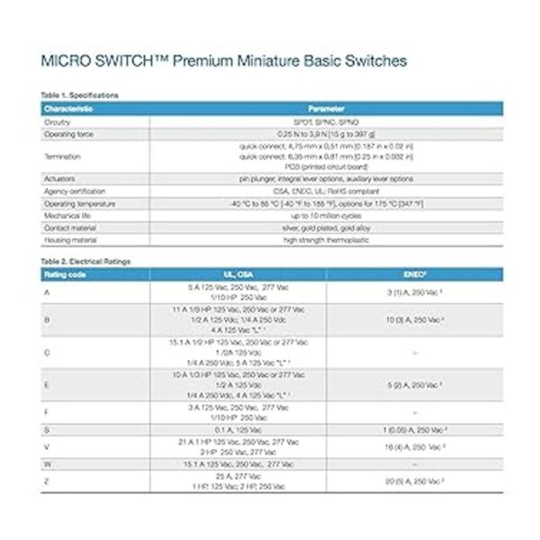 Honeywell Interruptor Micro Snap acción N.C. SPST palanca_3
