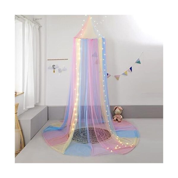 Toldo de cama arcoíris con luces para niñas toldo para