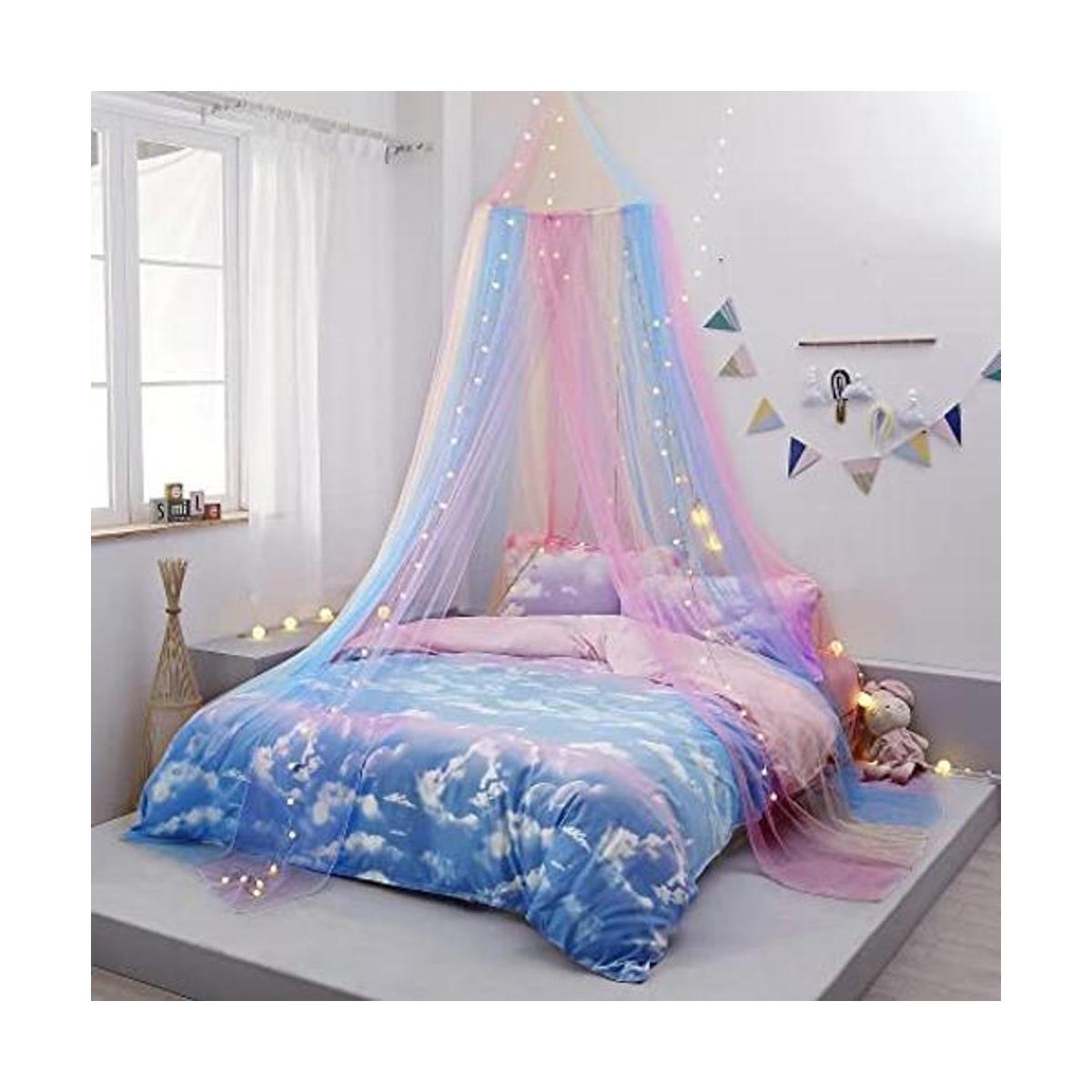 Toldo de cama arcoíris con luces para niñas toldo para