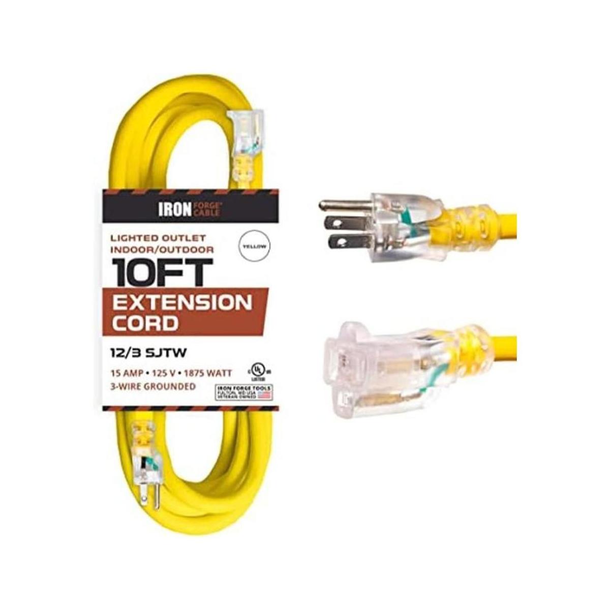 Iron Forge Cable Extensión amarilla iluminada para