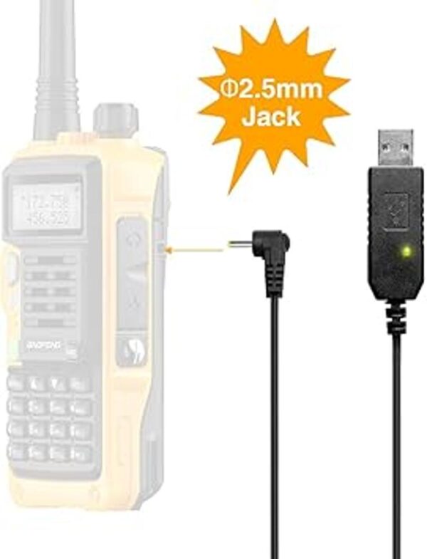 Baofeng Cable cargador USB de 0.098 in con luz indicadora_5