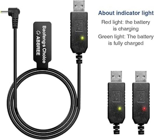 Baofeng Cable cargador USB de 0.098 in con luz indicadora_3