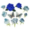 Hierro azul del bordado de la mariposa de la pequeña flor_1