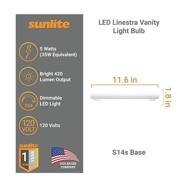 Sunlite 53149su LED 120 V 5 W linstra lámpara S14s Base_2