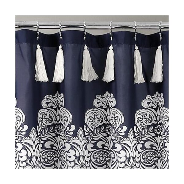 Lush Decor Cortina de ducha estilo medallón bohemio azul_2
