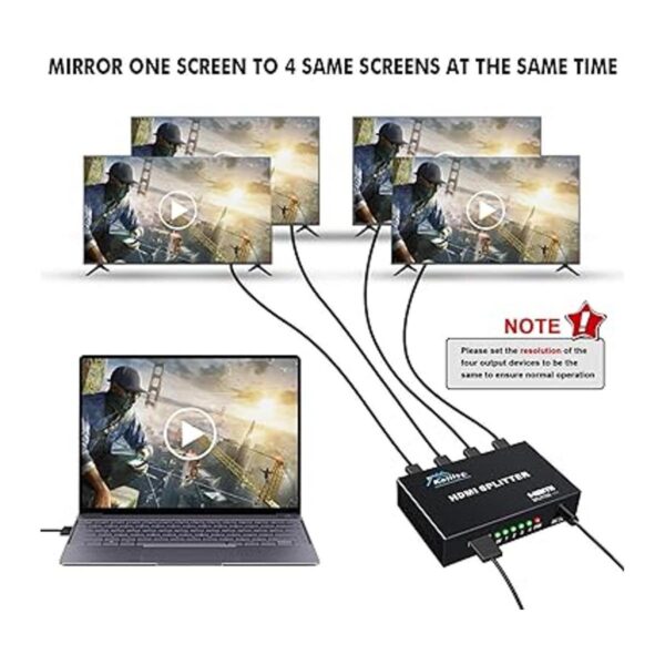 KELIIYO Divisor HDMI 1 en 4 salidas V1.4b con adaptador de_2