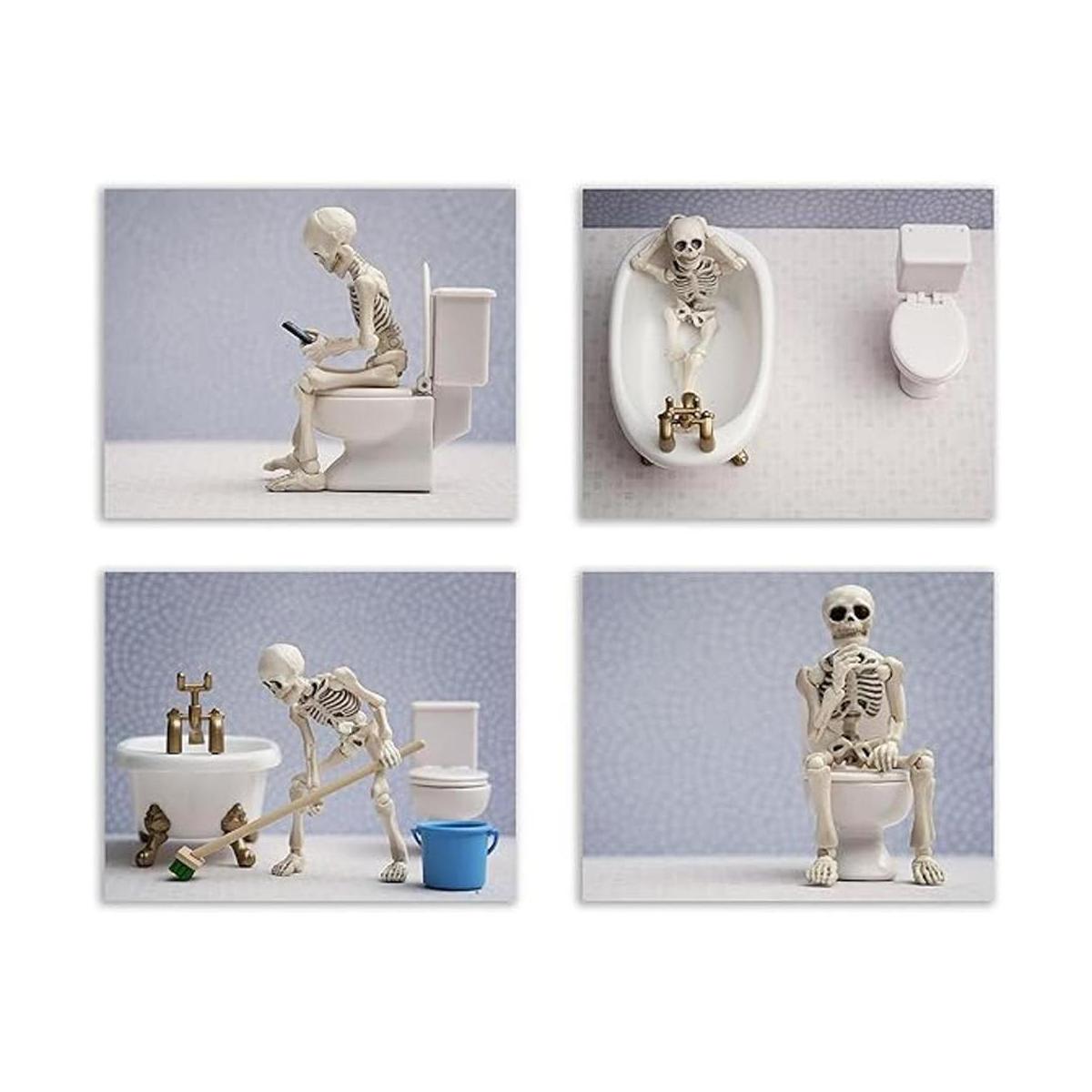 Impresiones de baño de esqueleto arte de pared de