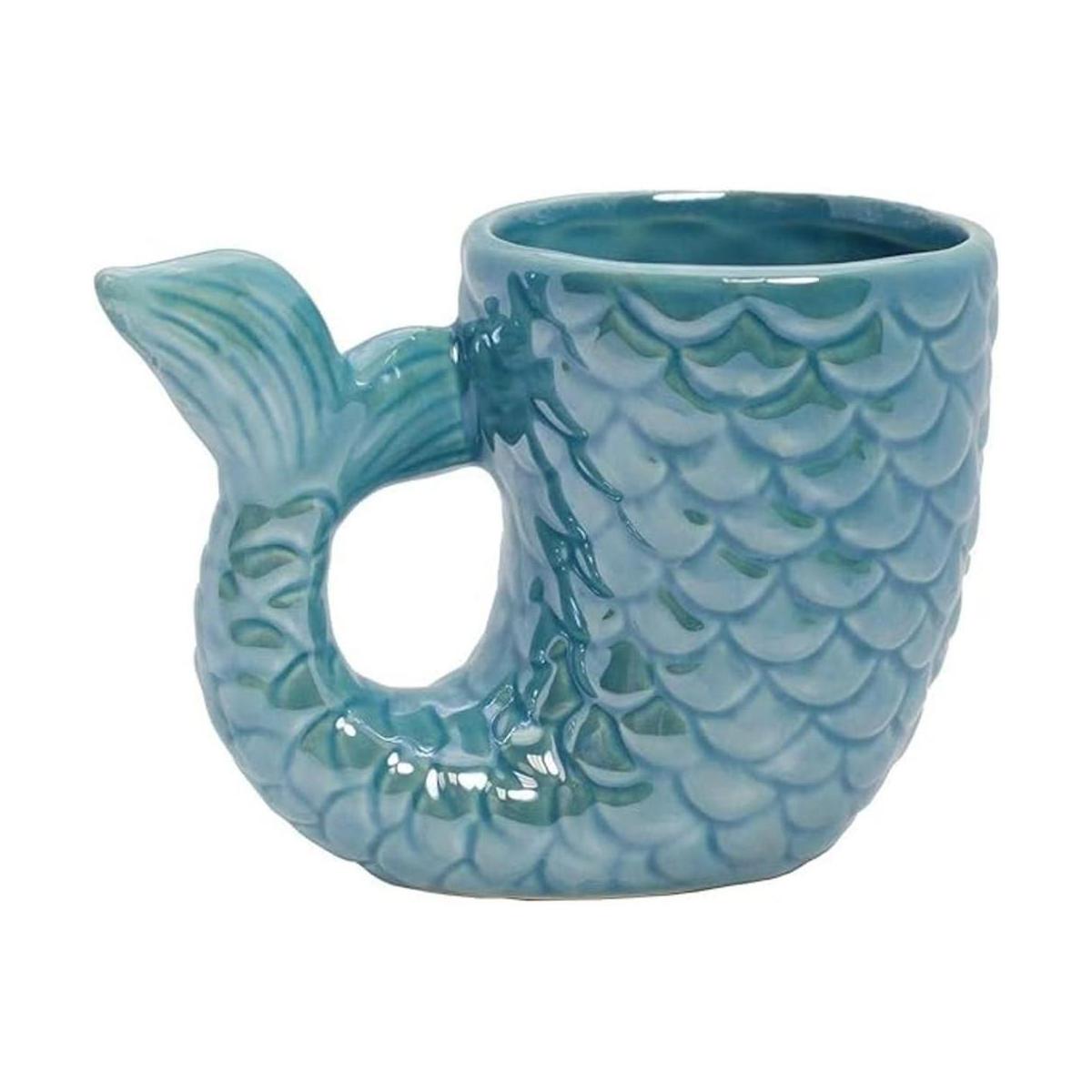 Taza de café con cola de sirena.