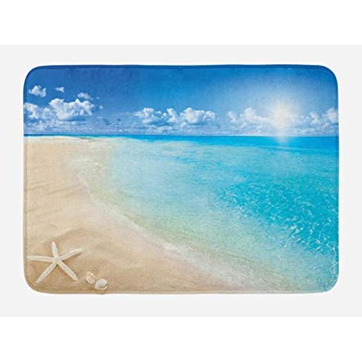 Ambesonne Tapete de baño de playa Sunny Summer Seashore