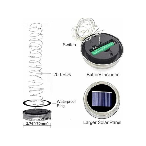 Guirnalda de luces solares blancas frías para tarros de