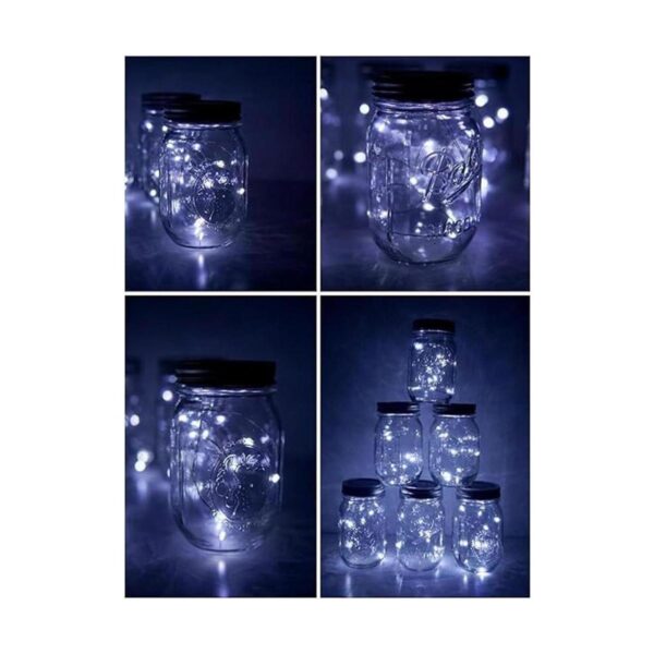 Guirnalda de luces solares blancas frías para tarros de