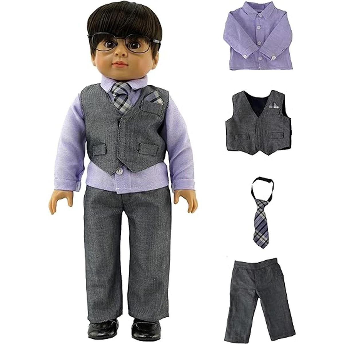 Boy s gris y morado traje formal se adapta a 18