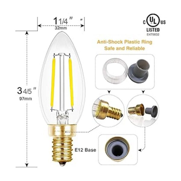 Hizashi Paquete de 12 bombillas de filamento LED CRI de 2