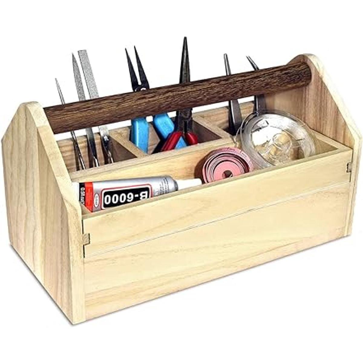 Ikee Design Caja de herramientas pequeña de madera natural
